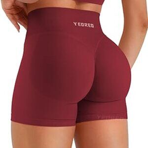 Yeoreo Scrunch Lifting Cross Front Womens Burgundy Bike Shorts
